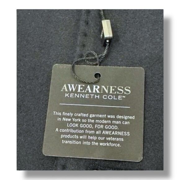 NWT Kenneth Cole Awearness Long Coat Navy Removable Bib Single Breast Men’s XL - Picture 12 of 14